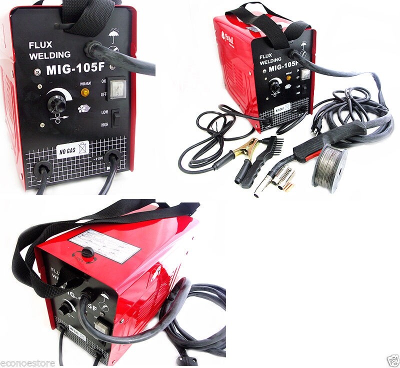 MIG 105 FLUX CORE WIRE MIG WELDING MACHINE 90AMP NO GAS WELDER w ...