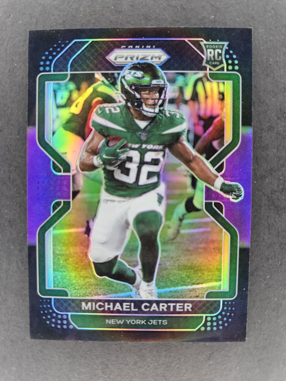 2021 Panini Chronicles Prizm Black Michael Carter Purple /199 Jets Rookie RC