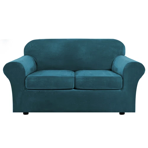 Samt Stretch Elastisch Sofabezug Wohn Couch Schonbezüge Schoner 1/2/3 Sitzer - Bild 68 von 112