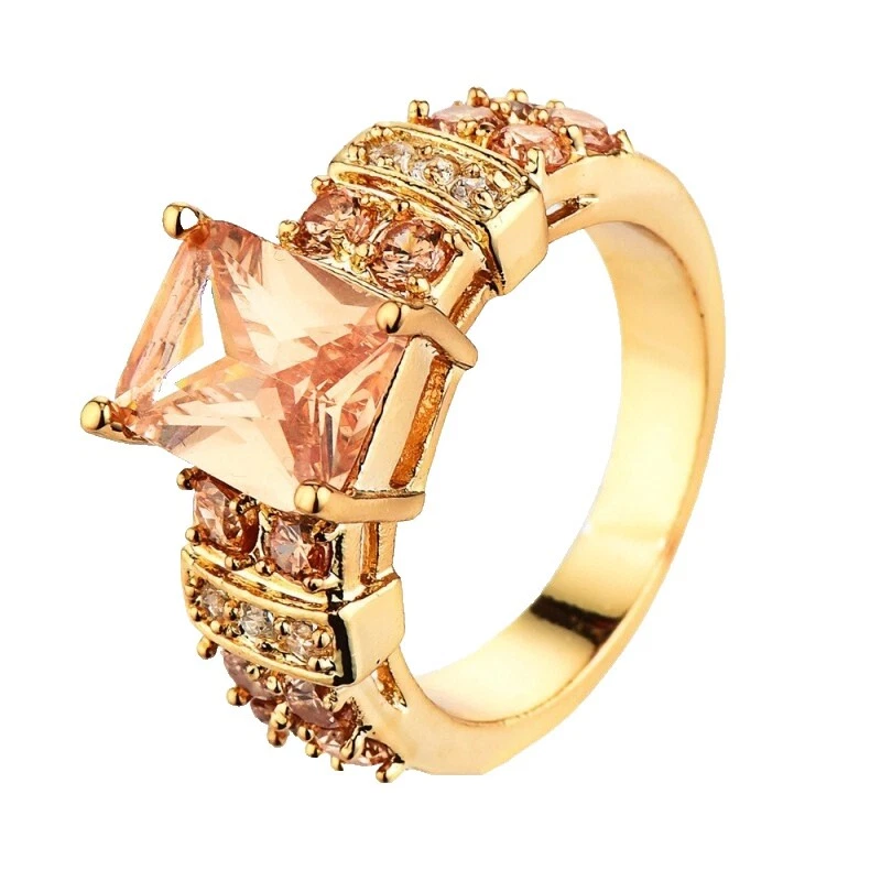 Piedra Negro Anillos de Moda enchapado en oro Amarillo