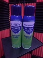 NEW Microban 24-HR Sanit Disinf Spray Set of (2) 15 oz Spray Cans Fresh Scent