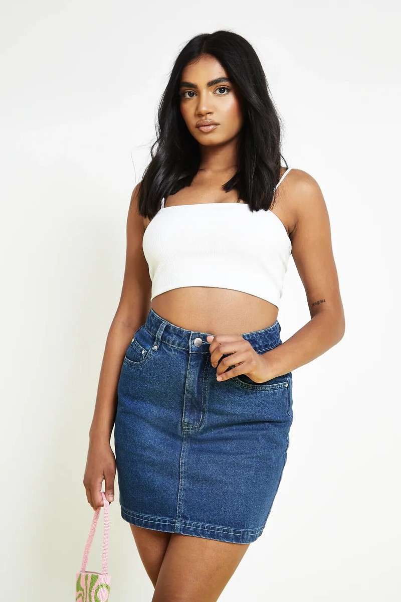 JMOJO Ladies Denim Mini Skirt High Waist Womens Casual Short Denim