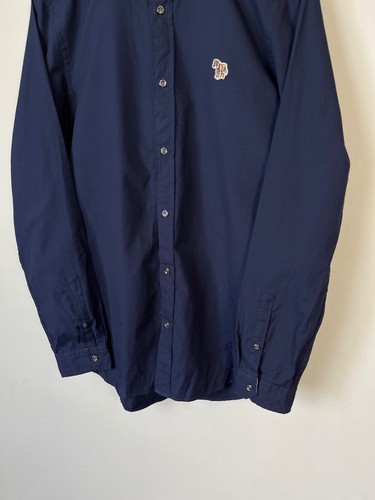 Paul Smith Classic Cotton Men Navy Blue Button Up Long Sleeve Shirt Size M - Picture 4 of 9