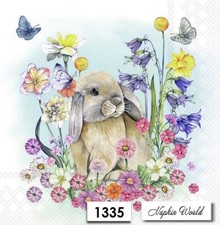 (1335) TWO Paper LUNCHEON Decoupage Art Craft Napkins - EASTER BUNNY RABBIT LOP
