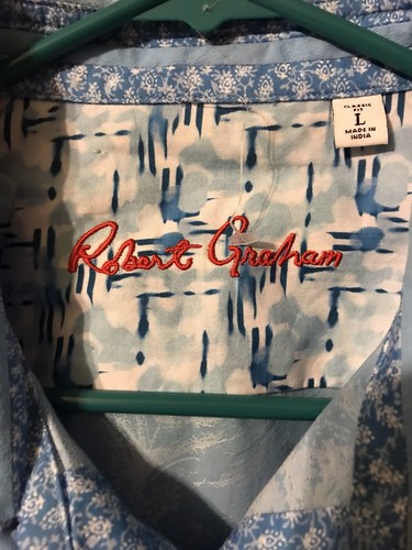$198 Robert Graham Men's Blackgate Long Sleeve Flip Cuff Shirt Lt Blue Sz.Large - Picture 4 of 6