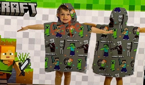 Minecraft Steve Alex Creeper Team Confetti Hooded Poncho Towel for Bath Beach - Picture 3 of 3