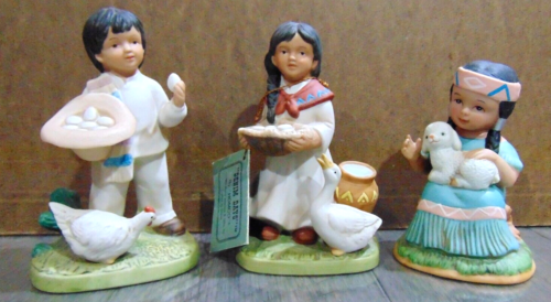 3 Nice Homoc Home Interior Native American Children Figurines - Picture 1 of 3