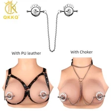 Adjustable Nipple Clamps  Breast Stimulator Metal  Leather  BDSM Flirting Gear