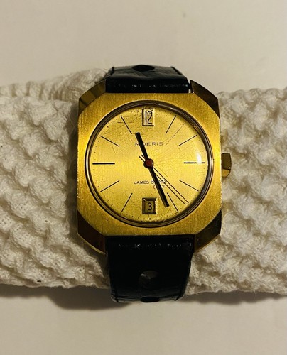 Orologio Uomo Moeris JB James Bond 007 Sean Connery Image Cinturino Pelle Placcato Oro