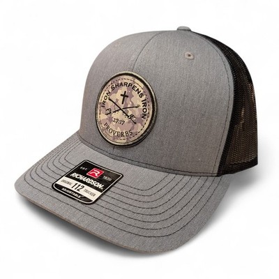 Richardson 112 Iron Sharpens Iron Christian God Christ Trucker Hat Gray USA