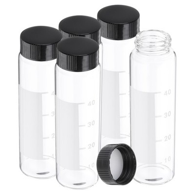 5 Glass Bottles 50ml with Writing Caps a