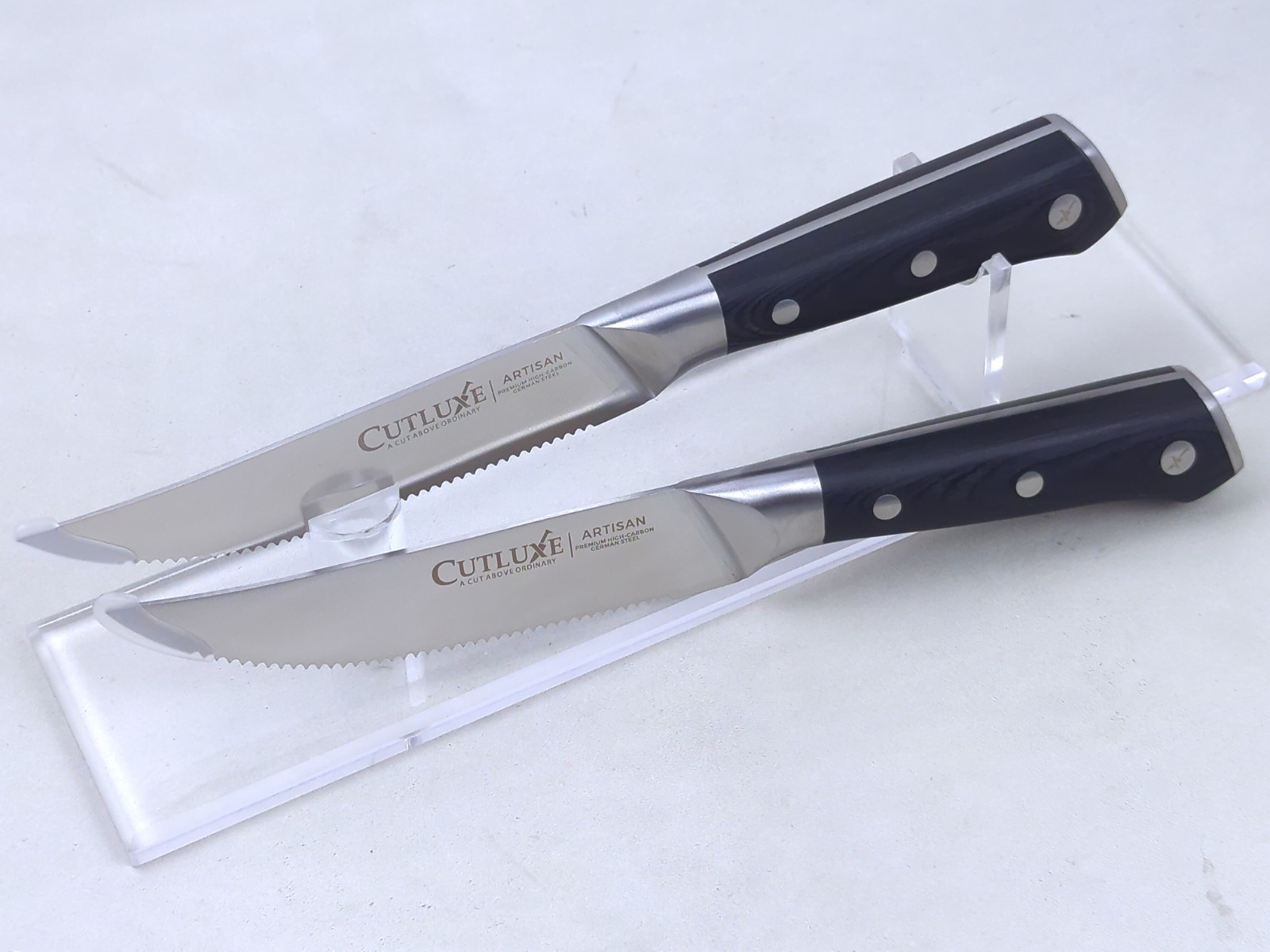 2pc CUTLUXE Steak Knife SET, ARTISIAN Series, FORGED German HIGH-CARBON Steel