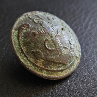 Marine gewölbter Knopf Anker Bronze Kolonialinfanterie Paris Original Artefakt