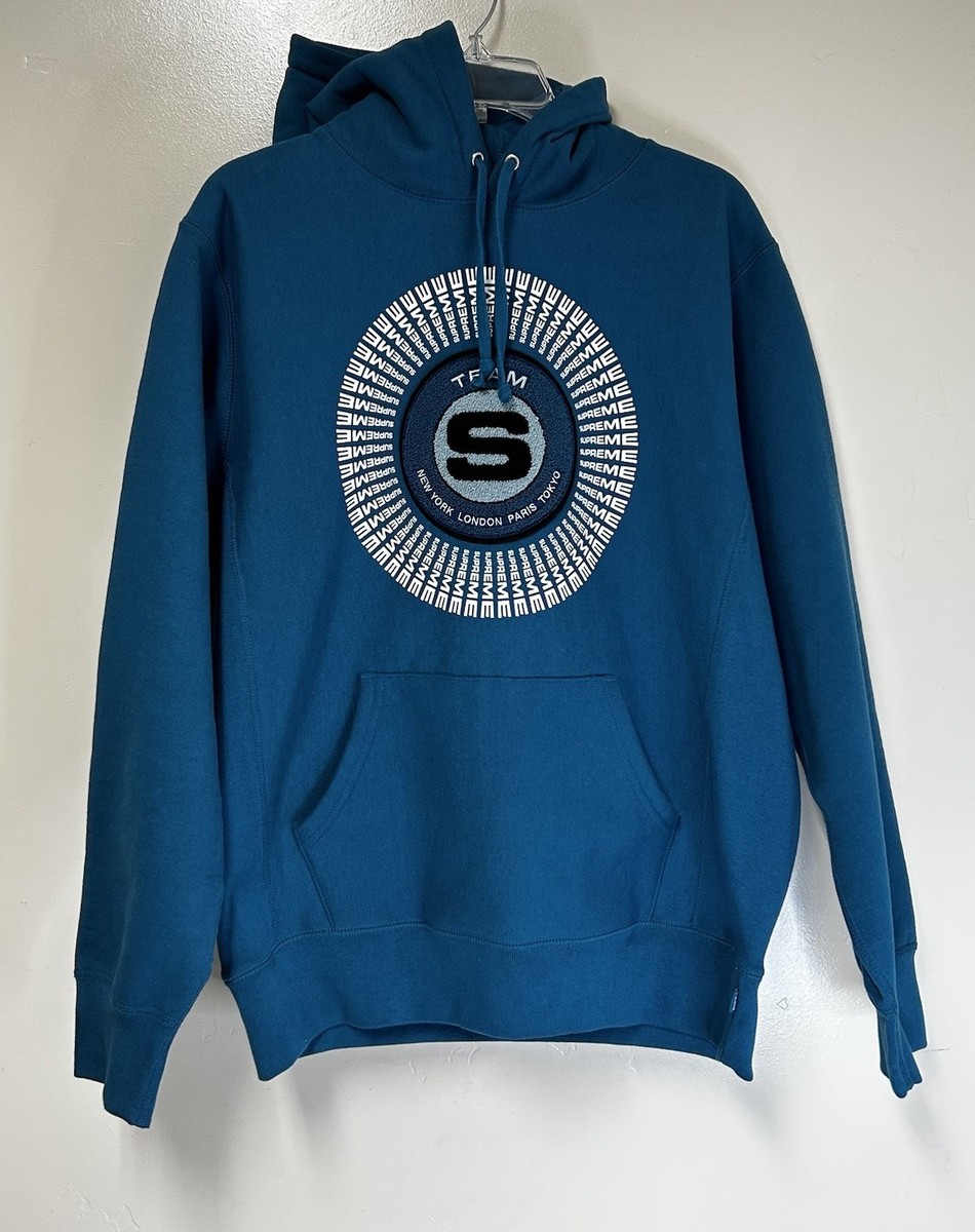 Supreme Hoodie Men's Size M Team S Logo Blue Made in Canada 100