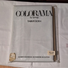 Springs Colorama White Rectangle Tablecloth 60x104 Cotton/Poly No Iron