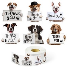 600 Pcs Dog Thank You Stickers Roll Cute Cartoon Puppy Waterproof Adhesive La...