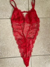 New Victoria’s Secret XL Red Lace Teddy Sexy High Leg Bodysuit Lingerie Nightie