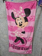 Disney Minnie Mouse Beach Bath Pool Towel Hot Pink USA 52"x27"