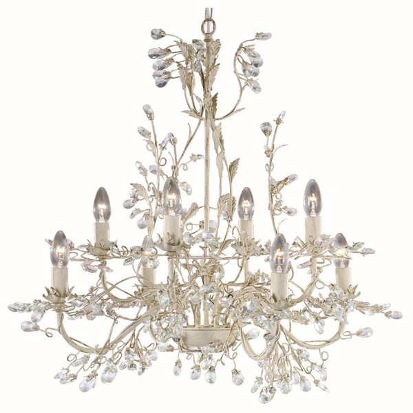 Feiner Kronleuchter 8X E14 Ø74Cm Pendelleuchte Glas Pendelleuchte Creme Gold-image