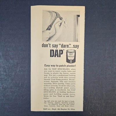 1961 DAP Spackling Plaster/Drywall Repair Vinyl Paste Vintage Print Ad Dayton OH