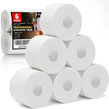 Professional 6 Pack White Athletic Sports Tape - 1.5 Inch × 30 Feet per Roll | T