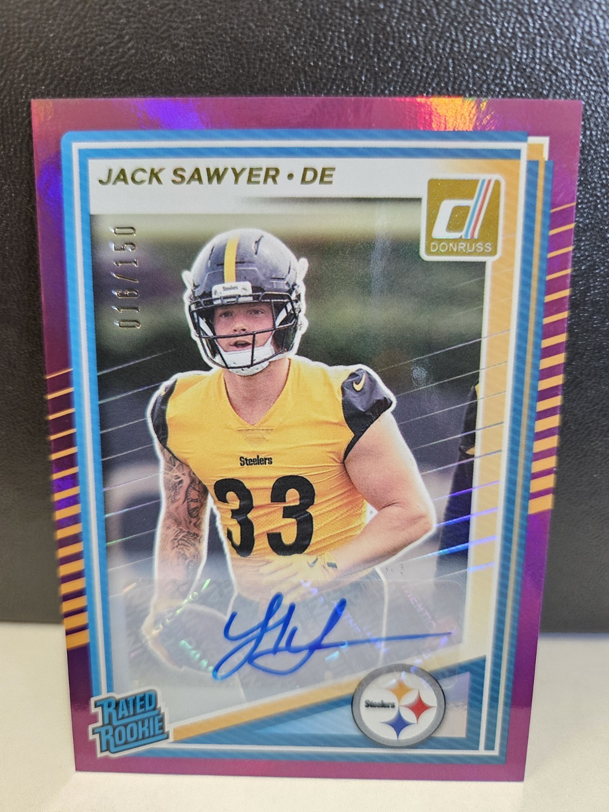 2025 Donruss Football - Rated Rookie Jack Sawyer 016/150 Purple Auto #390 