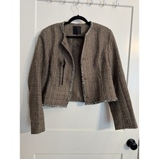 NWT Mina Self Coffee Brown Tweed Blazer Size XL Workwear Gold Buttons