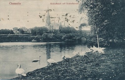 PK: Chemnitz Schlossteich, s/w, 1923, gelaufen X26