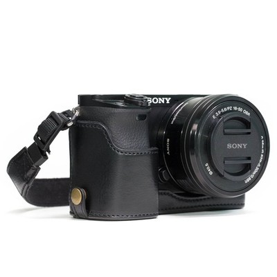 MegaGear Ever Ready Leather Camera Half Case MG960 Black for Sony Alpha A6300