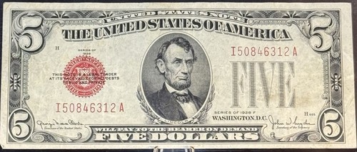 United States 5 Dollars Series 1928 F Red Seal United States Note