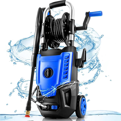 #ad #ad 4800PSI Electric Pressure Washer with Hose Reel 4 Tips amp; Soap Bottle Blue $183.99