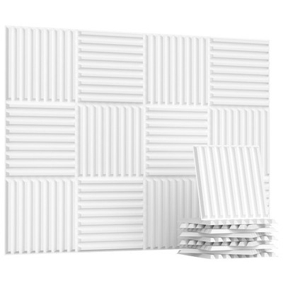 WADILE 30 Pack 3D Wall Panels Peel and Stick, 11.8''x11.8'' Black PVC Decorativ...