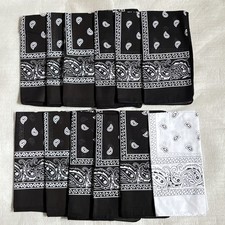 Lot of 12 Black Paisley Bandana 100 Cotton