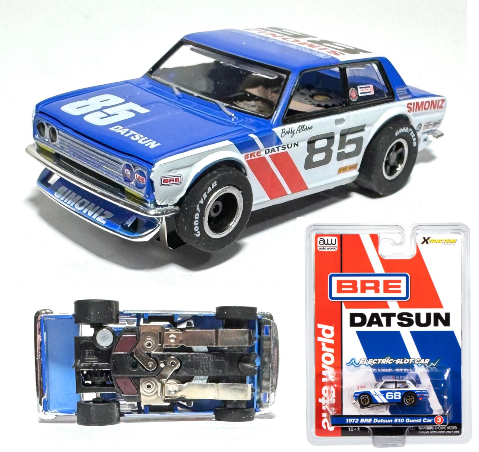 Simoniz Auto Racing 2023 AutoWorld X-Traction Slot Car BRE Brock Racing DATSUN 1972 510 #85 ...
