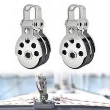 Marine Double Pulley Block - Stainless Steel Bearing Block for Boats, Sailboa...