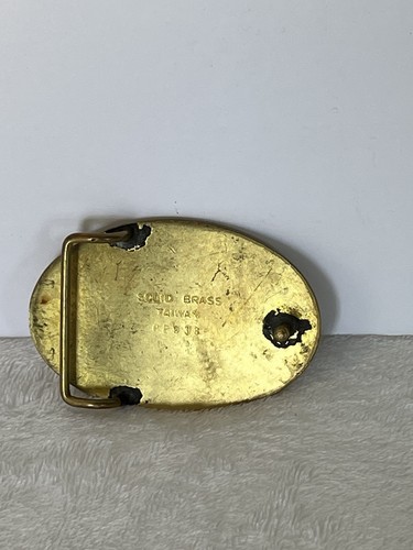Vintage Masonic Mason Freemasons Solid Brass Belt Buckle Oval Gold Tone - Picture 7 of 7