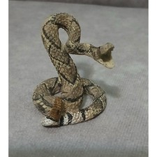 Miniature Rattlesnake Figurine Realistic Striking Snake Reptile Diorama Decor