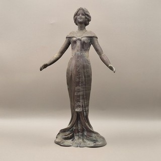 Vintage Brass Art Deco Nouveau Style Woman Lady Mountable Figurine ACT#8843