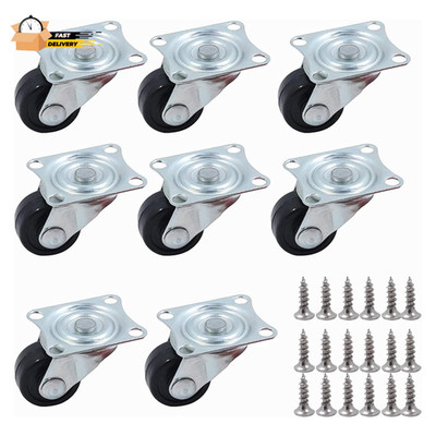 1-Inch Dia Swivel Single Wheel Rubber Caster Wheels for Furniture, Small