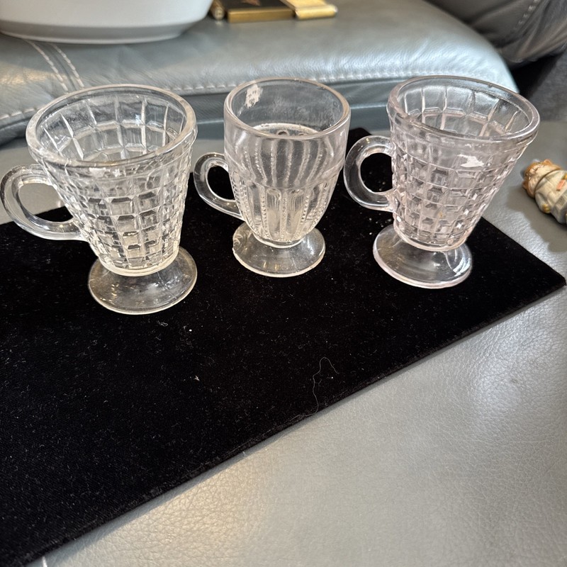 EAPG INDIANA TUMBLER & GOBLET no 22 aka PICKETS SURPRISE Glass FOOTED MUG 1890's
