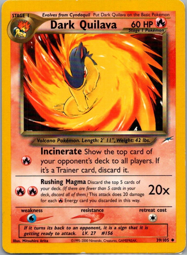 Dark Quilava 39/105 Uncommon Neo Destiny Pokemon Unlimited Moderately Played 1