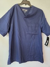 Greys Anatomy Classic Mens 3-Pocket VNeck Solid Scrub Top Navy Blue Medium 0103