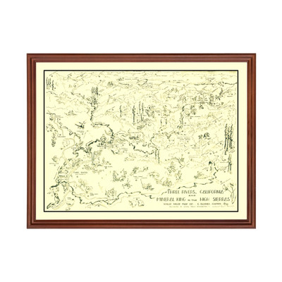 Old Map of Three Rivers, CA 1945 - Vintage Three Rivers Cali