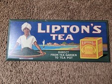Early Original Lipton's Tea Tin over Cardboard Sign!