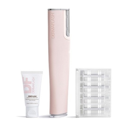 DERMAFLASH LUXE+ Sonic Dermaplaning Tool for Face Peach 3 Piece Set, Blush