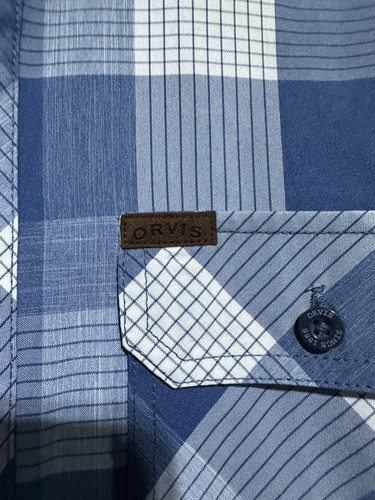 Camicia ORVIS uomo XL blu a quadri manica corta con bottoni pesca natura outdoor - Foto 3 di 5