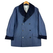 Jack Spade Copeland Waxed Pea Coat Men's Large Blue Corduroy Double Breasted