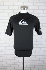 Quiksilver All Time Rash Gaurd Short Sleeve Shirt Mens L Black Performance UPF50