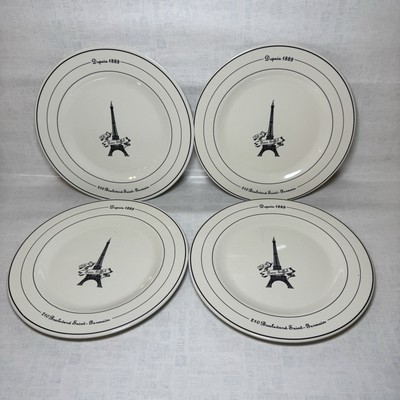 Kiss That Frog 7 5/8  Salad Plates Depuis 1889 Cafe de la Tour Eiffel 4 Pieces