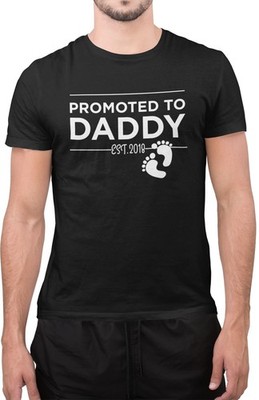 Lustiges T-Shirt Promoted to Daddy Est 2018 Neu Papa Väter Männer